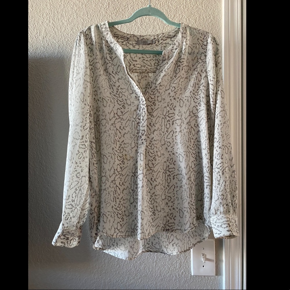 Button down leopard print long sleeve blouse